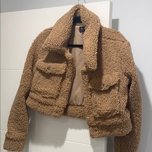 Crop teddy jacket coat